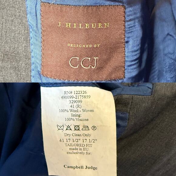 J. Hilburn Men's Wool Two-Button Gray Blazer size 41R - Picture 6 of 6